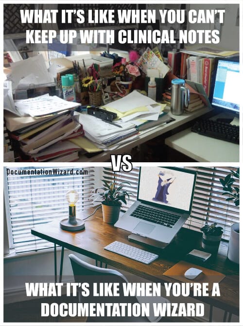 dw-before-after-c Messy Desk before DW and Clean Desk after